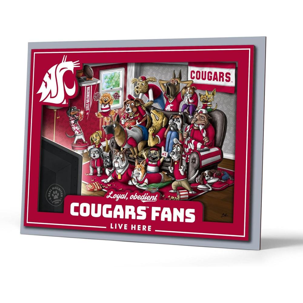 imageYouTheFan Officiallylicensed NCAA Purebred 3D Wall Art  Humorous original handdrawn cartoon artwork multilayer funny gift indoor team decorWashington State Cougars
