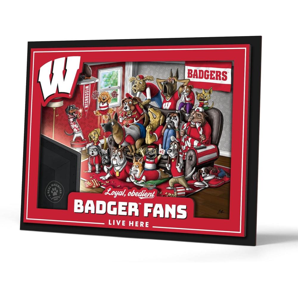 imageYouTheFan Officiallylicensed NCAA Purebred 3D Wall Art  Humorous original handdrawn cartoon artwork multilayer funny gift indoor team decorWisconsin Badgers