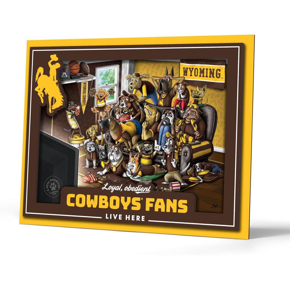 imageYouTheFan Officiallylicensed NCAA Purebred 3D Wall Art Humorous original handdrawn cartoon artwork multilayer funny gift indoor team decorWyoming Cowboys