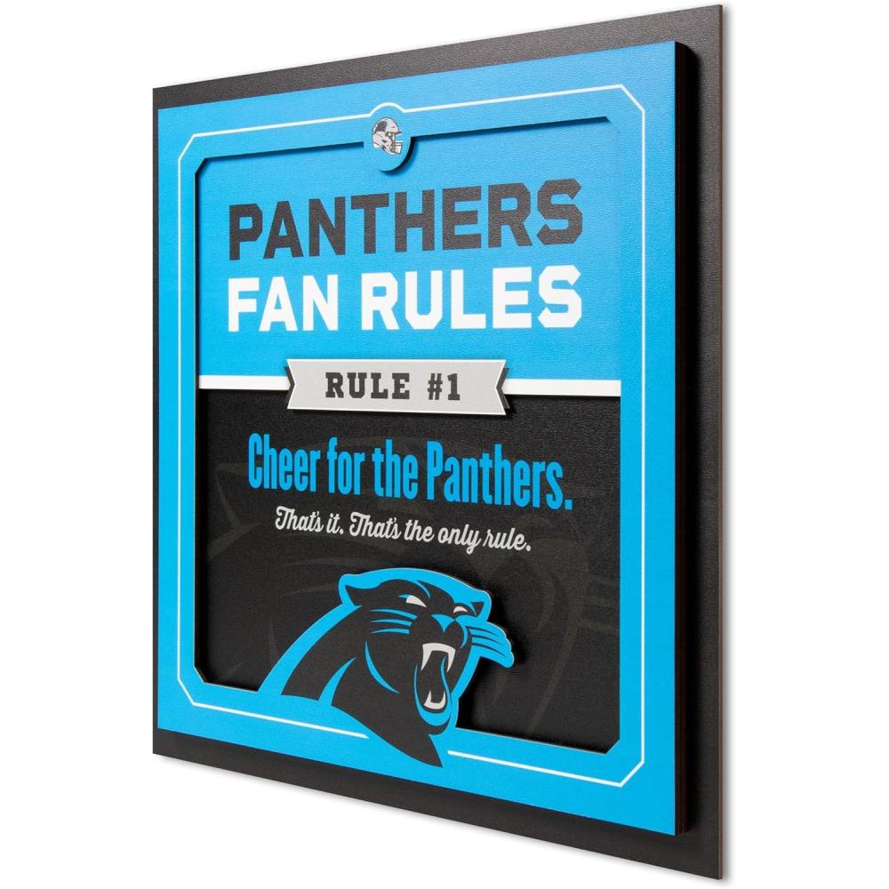 imageYouTheFan Officiallylicensed NFL Fan Rules Wall Art multiple layers humorous team artwork sports fan motto showcases funny rules indoor decorCarolina Panthers