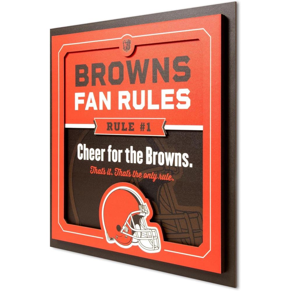 imageYouTheFan Officiallylicensed NFL Fan Rules Wall Art multiple layers humorous team artwork sports fan motto showcases funny rules indoor decorCleveland Browns