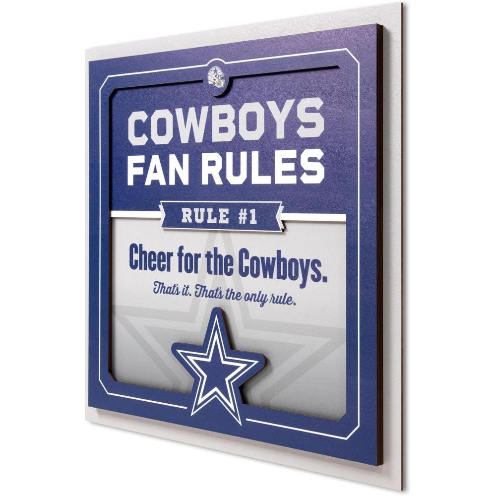 imageYouTheFan Officiallylicensed NFL Fan Rules Wall Art multiple layers humorous team artwork sports fan motto showcases funny rules indoor decorDallas Cowboys