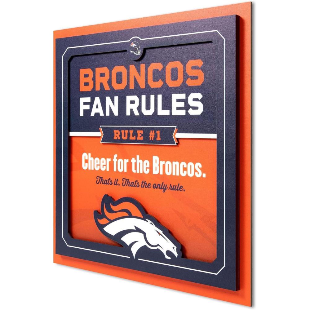imageYouTheFan Officiallylicensed NFL Fan Rules Wall Art multiple layers humorous team artwork sports fan motto showcases funny rules indoor decorDenver Broncos