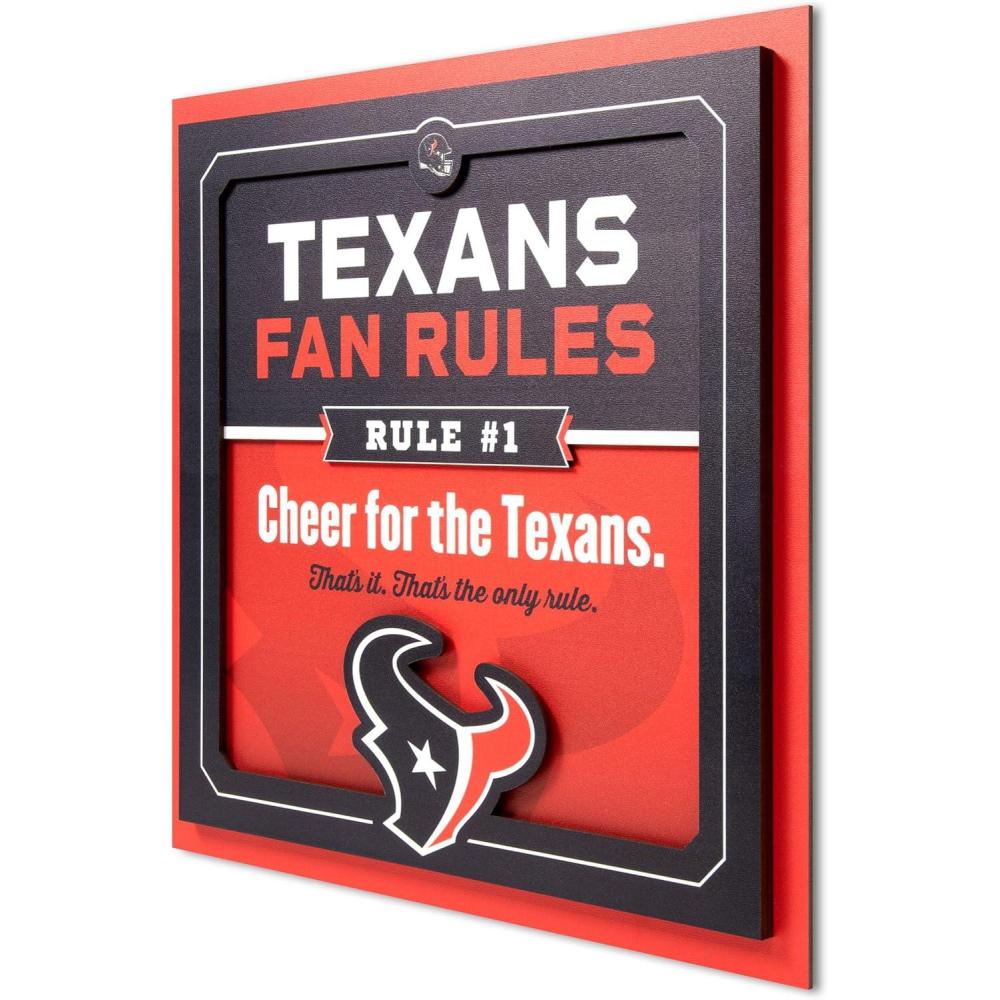 imageYouTheFan Officiallylicensed NFL Fan Rules Wall Art multiple layers humorous team artwork sports fan motto showcases funny rules indoor decorHouston Texans