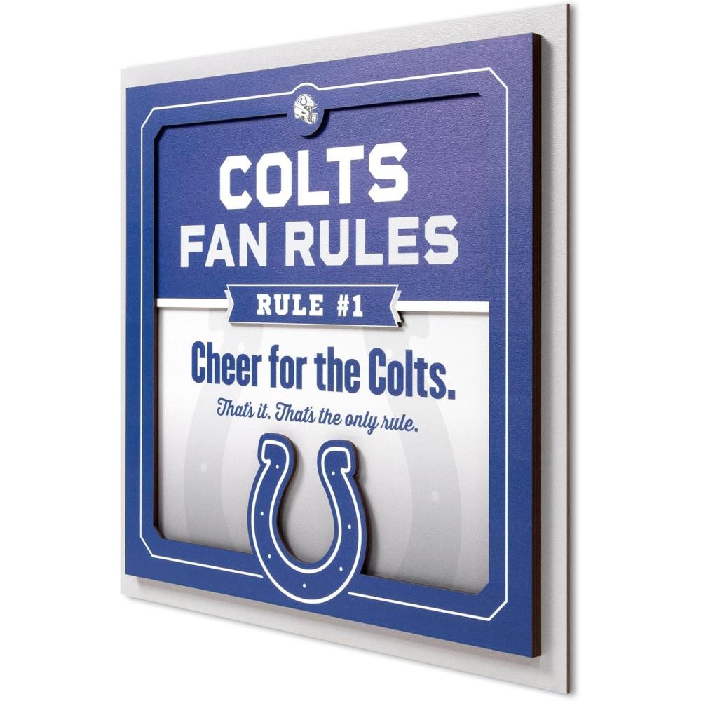 imageYouTheFan Officiallylicensed NFL Fan Rules Wall Art multiple layers humorous team artwork sports fan motto showcases funny rules indoor decorIndianapolis Colts