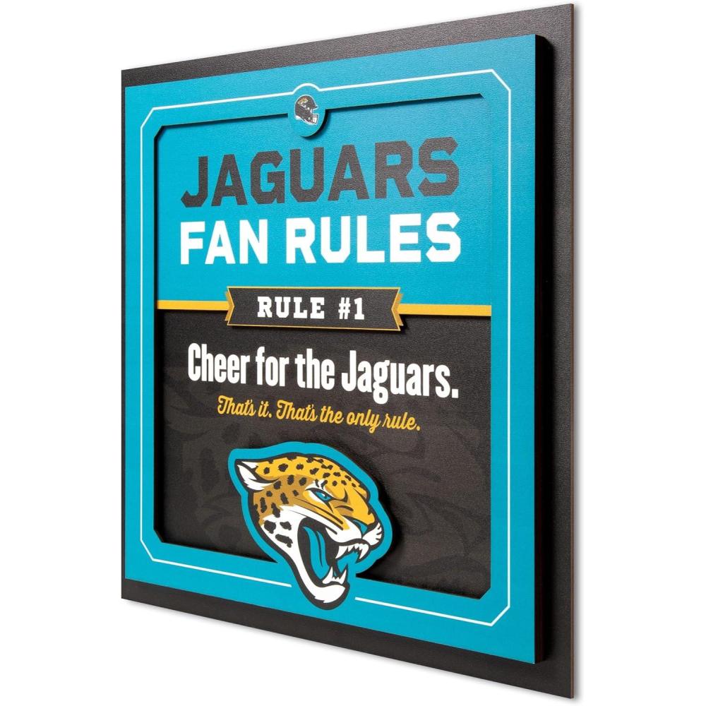 imageYouTheFan Officiallylicensed NFL Fan Rules Wall Art multiple layers humorous team artwork sports fan motto showcases funny rules indoor decorJacksonville Jaguars