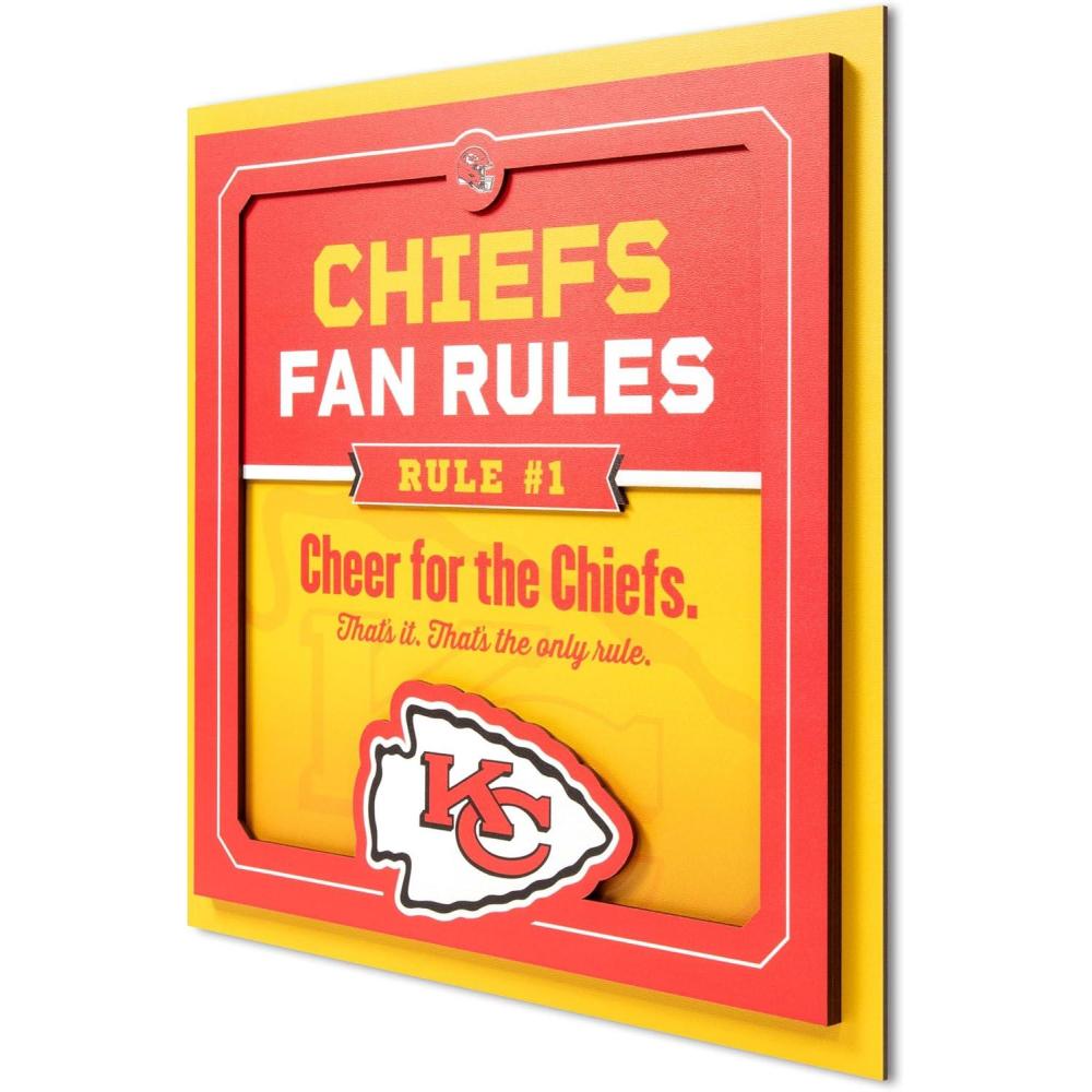imageYouTheFan Officiallylicensed NFL Fan Rules Wall Art multiple layers humorous team artwork sports fan motto showcases funny rules indoor decorKansas City Chiefs