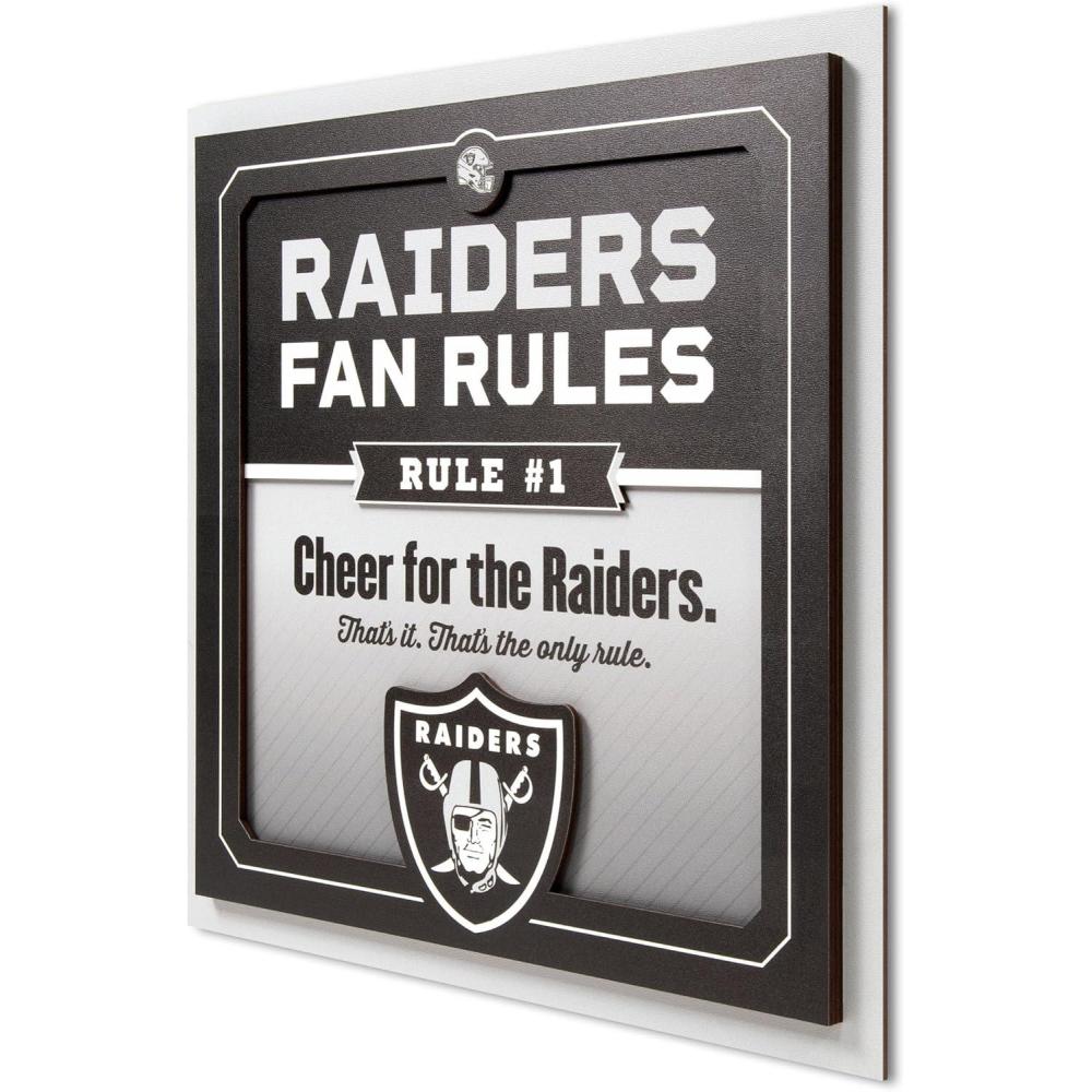 imageYouTheFan Officiallylicensed NFL Fan Rules Wall Art multiple layers humorous team artwork sports fan motto showcases funny rules indoor decorLas Vegas Raiders