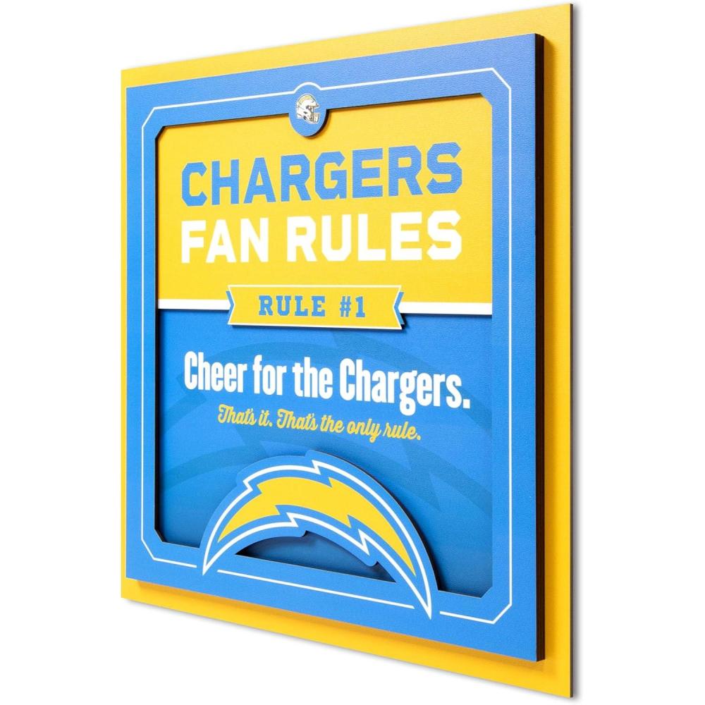 imageYouTheFan Officiallylicensed NFL Fan Rules Wall Art multiple layers humorous team artwork sports fan motto showcases funny rules indoor decorLos Angeles Chargers