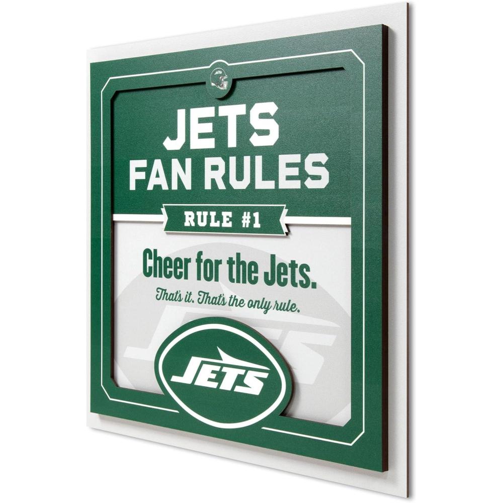 imageYouTheFan Officiallylicensed NFL Fan Rules Wall Art multiple layers humorous team artwork sports fan motto showcases funny rules indoor decorNew York Jets
