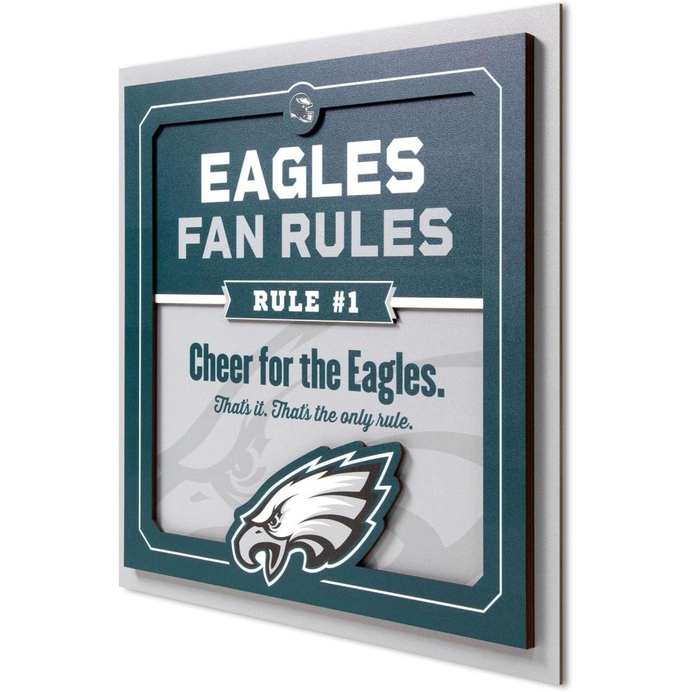 imageYouTheFan Officiallylicensed NFL Fan Rules Wall Art multiple layers humorous team artwork sports fan motto showcases funny rules indoor decorPhiladelphia Eagles