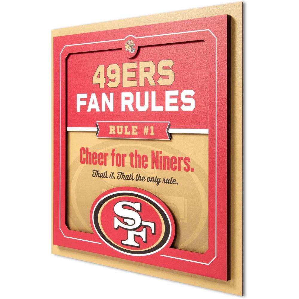 imageYouTheFan Officiallylicensed NFL Fan Rules Wall Art multiple layers humorous team artwork sports fan motto showcases funny rules indoor decorSan Francisco 49ers