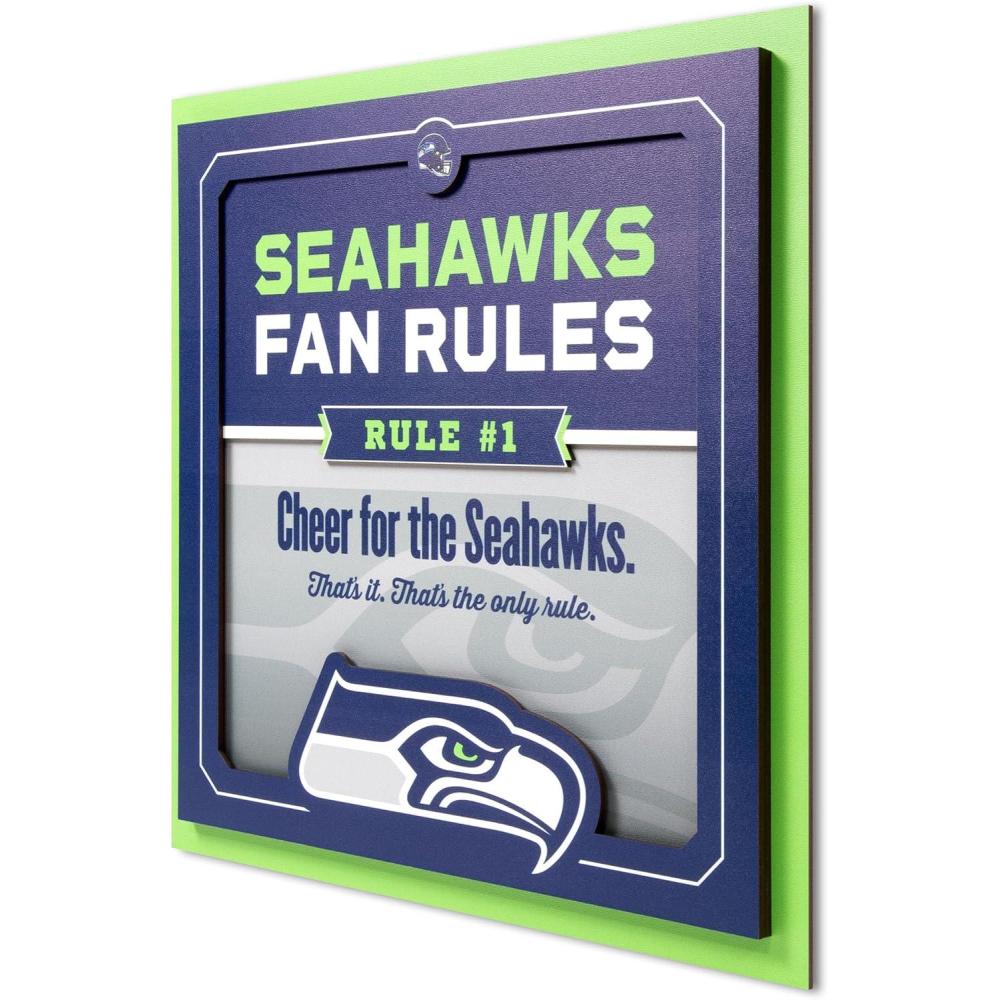 imageYouTheFan Officiallylicensed NFL Fan Rules Wall Art multiple layers humorous team artwork sports fan motto showcases funny rules indoor decorSeattle Seahawks