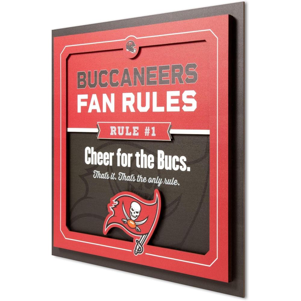 imageYouTheFan Officiallylicensed NFL Fan Rules Wall Art multiple layers humorous team artwork sports fan motto showcases funny rules indoor decorTampa Bay Buccaneers