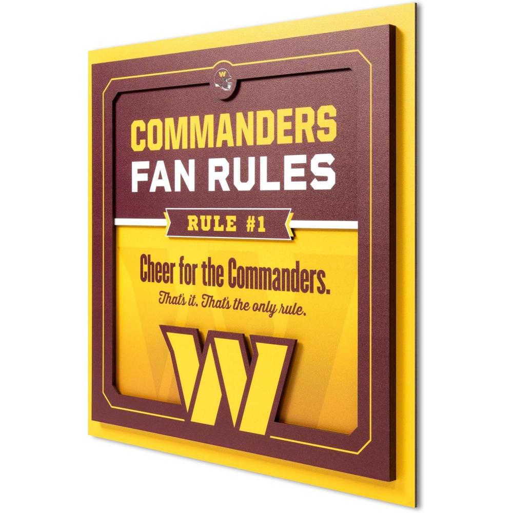 imageYouTheFan Officiallylicensed NFL Fan Rules Wall Art multiple layers humorous team artwork sports fan motto showcases funny rules indoor decorWashington Commanders