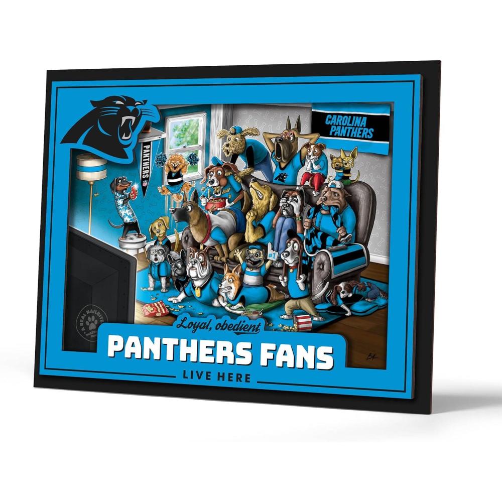 imageYouTheFan Officiallylicensed NFL Purebred 3D Wall Art  Humorous original handdrawn cartoon artwork multilayer funny gift indoor team decorCarolina Panthers