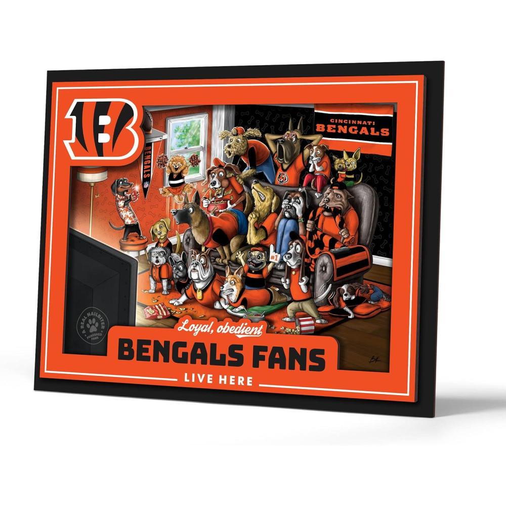 imageYouTheFan Officiallylicensed NFL Purebred 3D Wall Art  Humorous original handdrawn cartoon artwork multilayer funny gift indoor team decorCincinnati Bengals