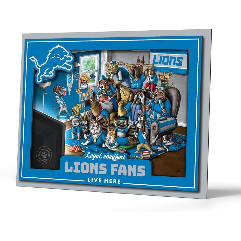 imageYouTheFan Officiallylicensed NFL Purebred 3D Wall Art  Humorous original handdrawn cartoon artwork multilayer funny gift indoor team decorDetroit Lions