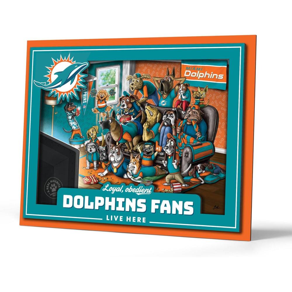 imageYouTheFan Officiallylicensed NFL Purebred 3D Wall Art  Humorous original handdrawn cartoon artwork multilayer funny gift indoor team decorMiami Dolphins