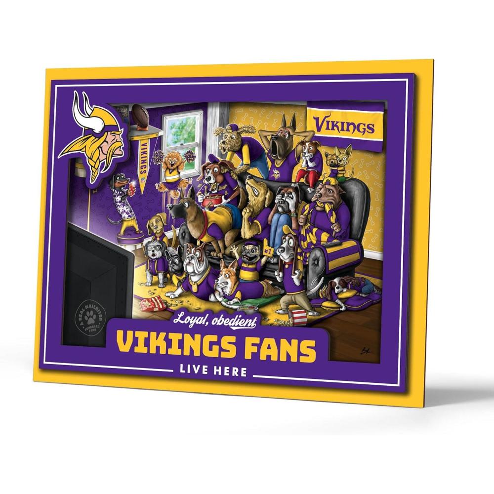 imageYouTheFan Officiallylicensed NFL Purebred 3D Wall Art  Humorous original handdrawn cartoon artwork multilayer funny gift indoor team decorMinnesota Vikings