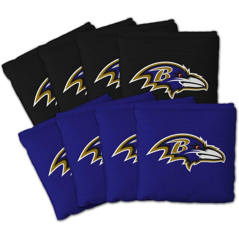 imageYouTheFan Officiallylicensed NFL Set of 8 Cornhole Bags All Weather Dual Sided Slide ampamp Stop regulation sizeBaltimore Ravens