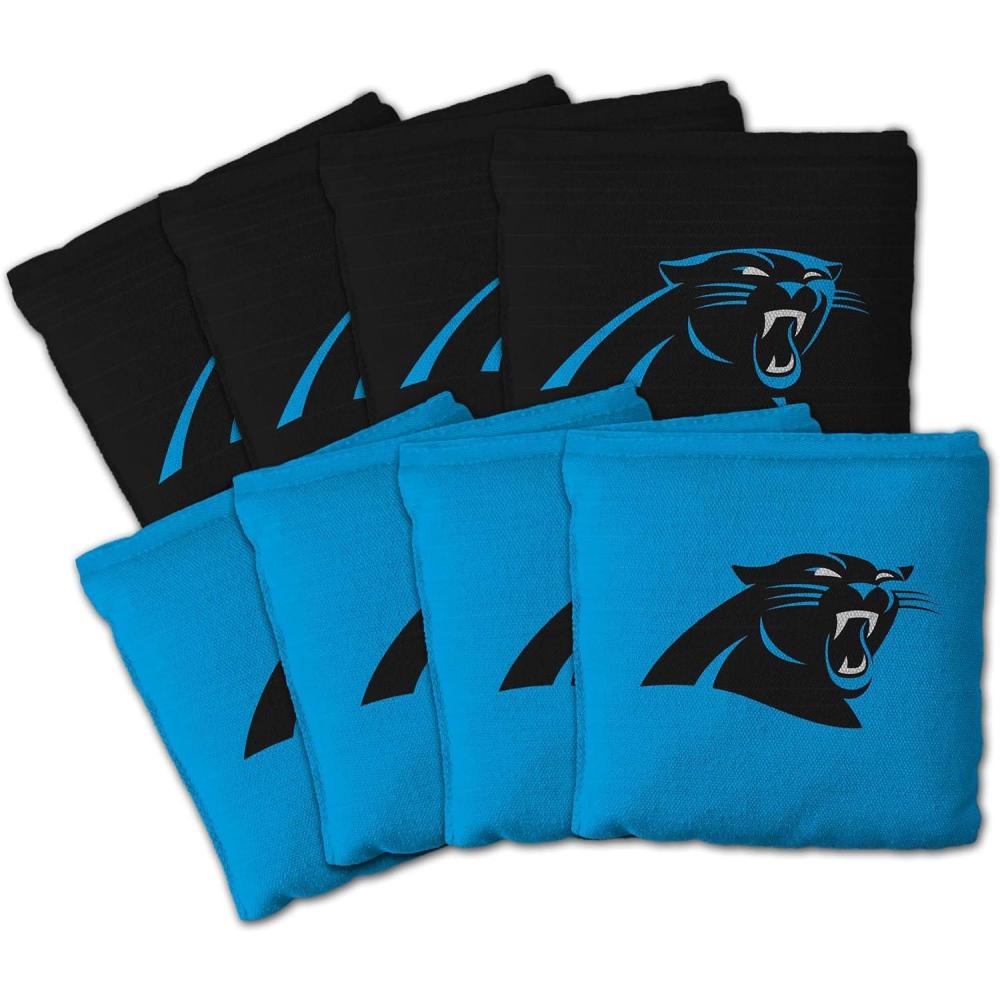 imageYouTheFan Officiallylicensed NFL Set of 8 Cornhole Bags  All Weather Dual Sided Slide ampamp Stop  regulation sizeCarolina Panthers