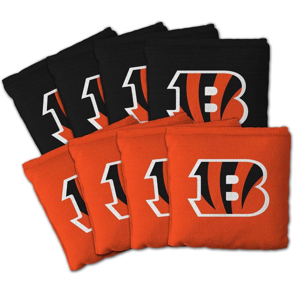 imageYouTheFan Officiallylicensed NFL Set of 8 Cornhole Bags All Weather Dual Sided Slide ampamp Stop regulation sizeCincinnati Bengals