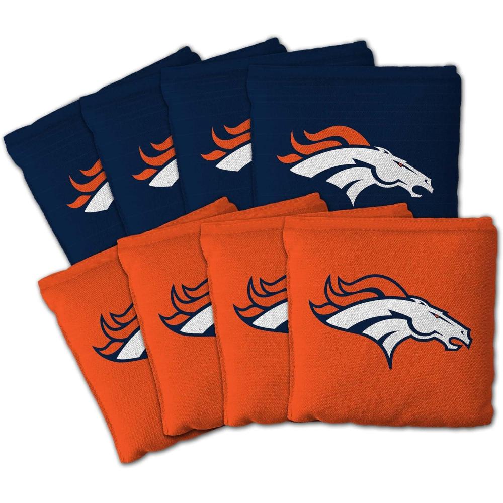 imageYouTheFan Officiallylicensed NFL Set of 8 Cornhole Bags All Weather Dual Sided Slide ampamp Stop regulation sizeDenver Broncos