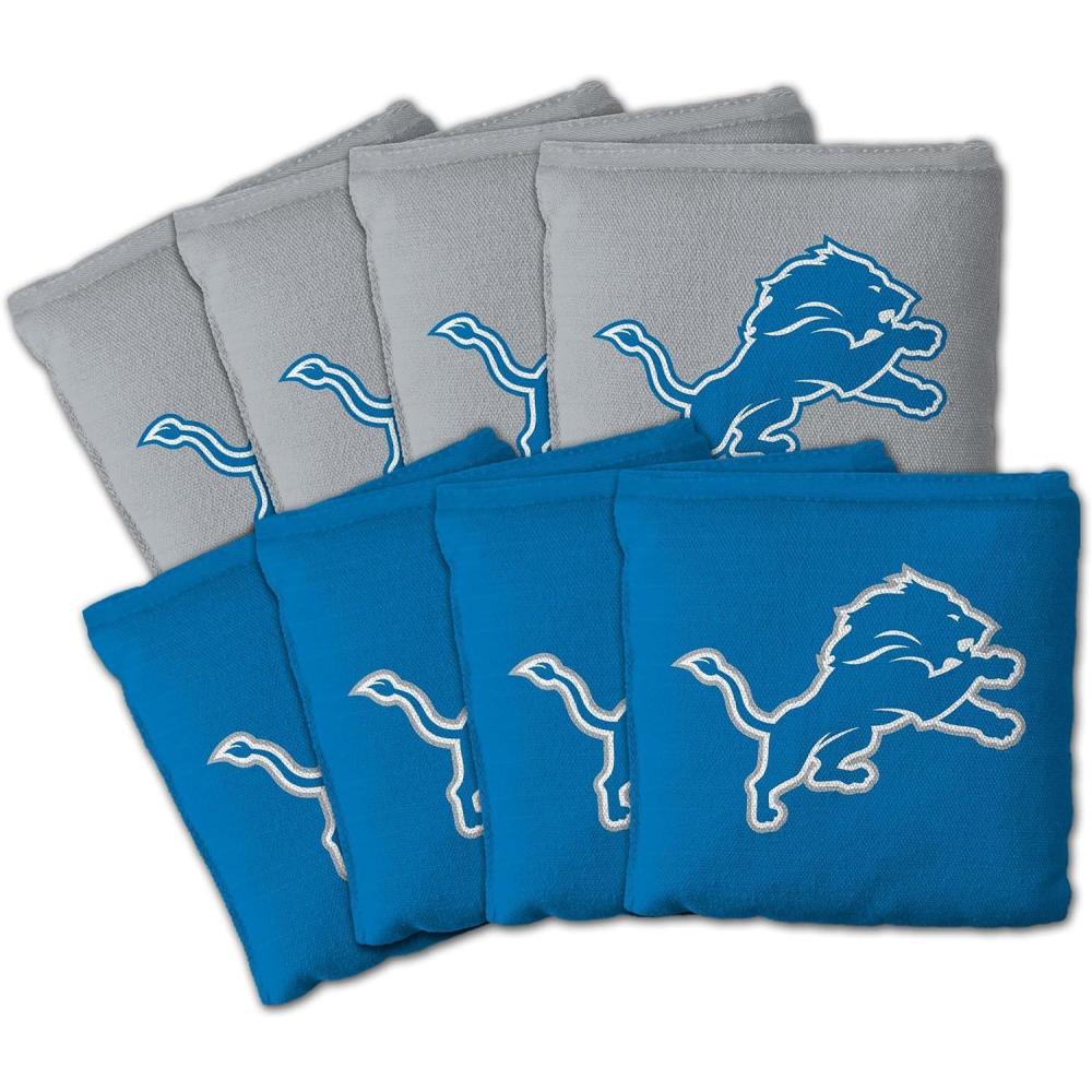 imageYouTheFan Officiallylicensed NFL Set of 8 Cornhole Bags All Weather Dual Sided Slide ampamp Stop regulation sizeDetroit Lions