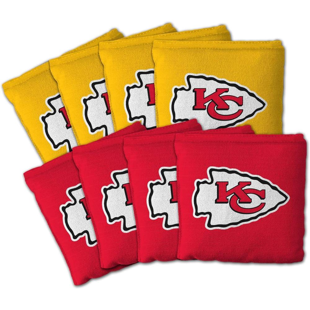 imageYouTheFan Officiallylicensed NFL Set of 8 Cornhole Bags  All Weather Dual Sided Slide ampamp Stop  regulation sizeKansas City Chiefs