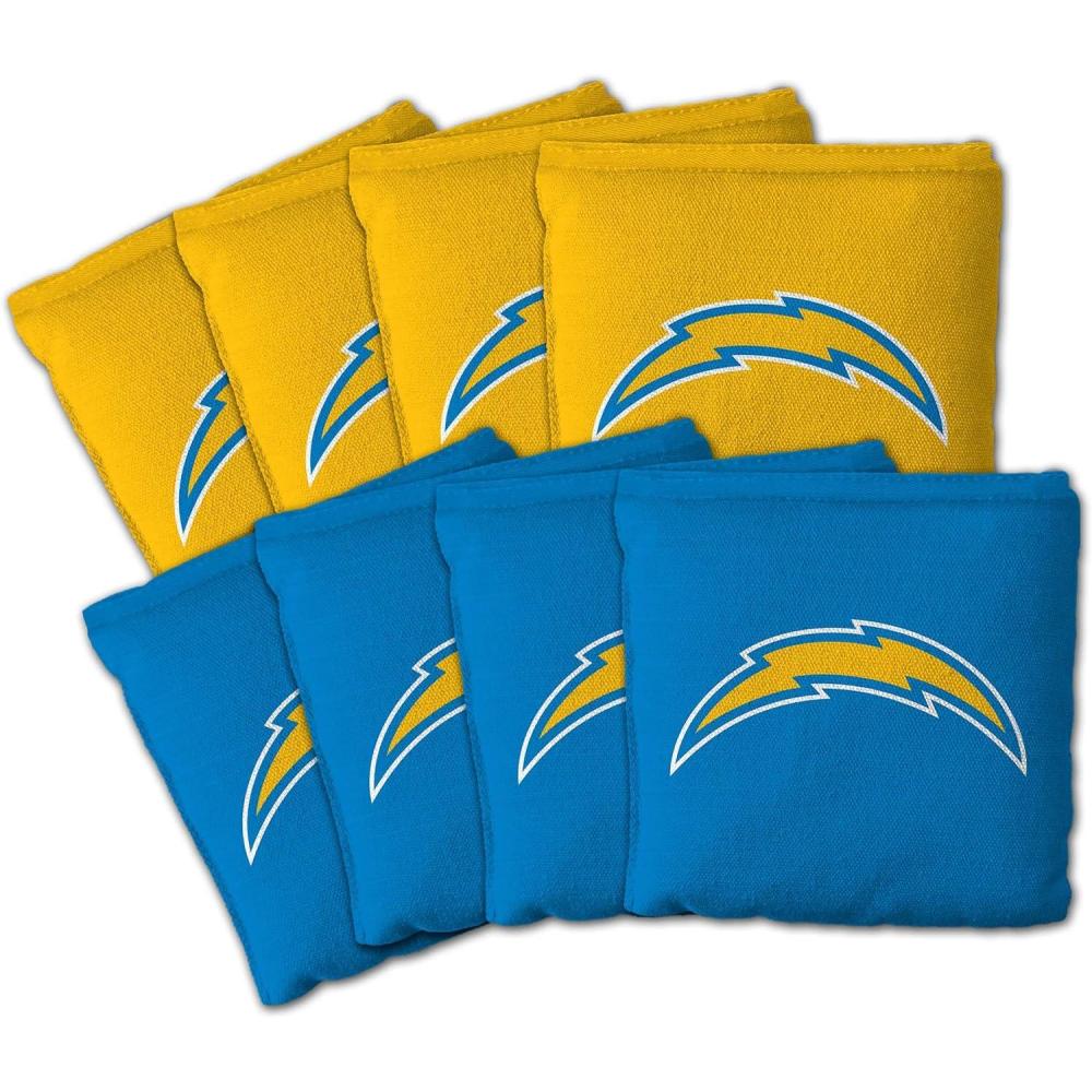 imageYouTheFan Officiallylicensed NFL Set of 8 Cornhole Bags  All Weather Dual Sided Slide ampamp Stop  regulation sizeLos Angeles Chargers
