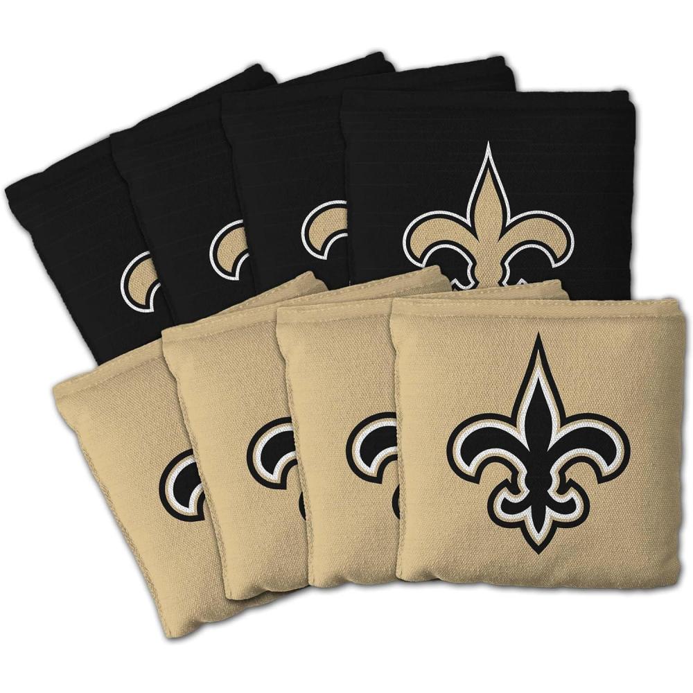 imageYouTheFan Officiallylicensed NFL Set of 8 Cornhole Bags  All Weather Dual Sided Slide ampamp Stop  regulation sizeNew Orleans Saints