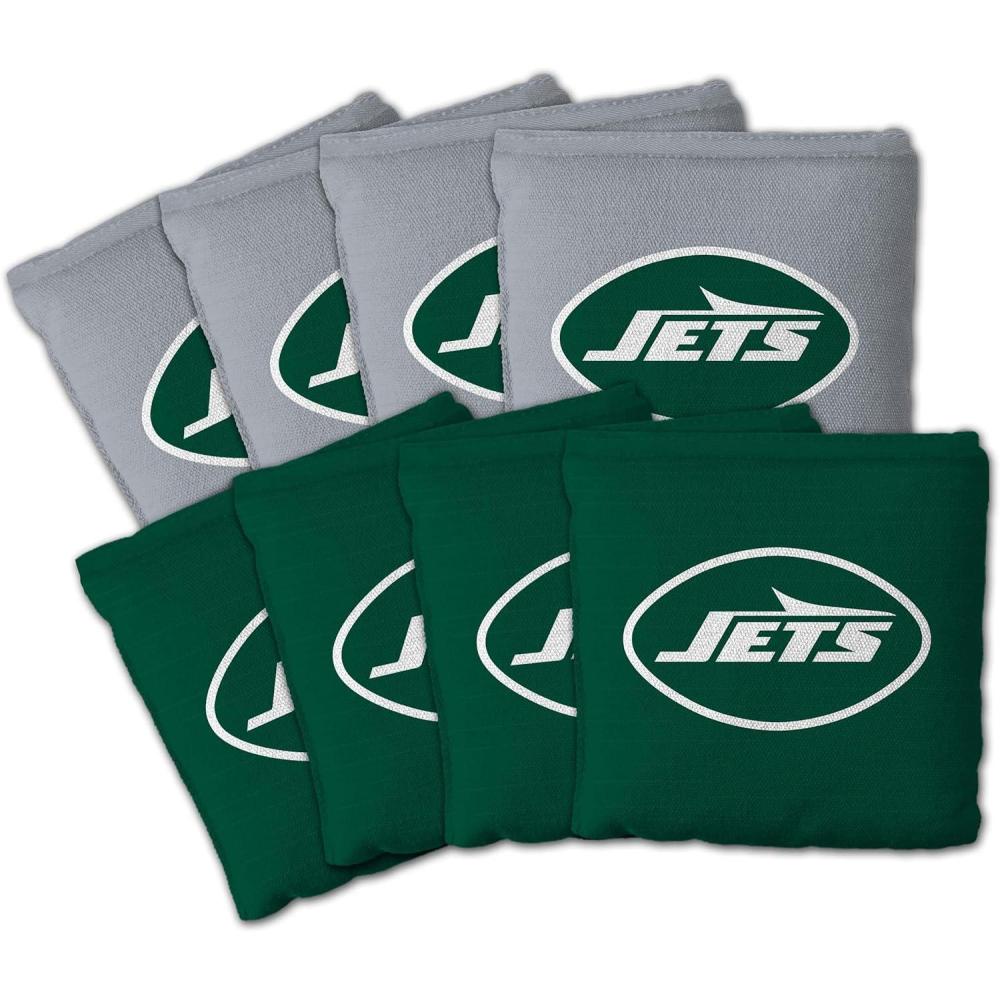 imageYouTheFan Officiallylicensed NFL Set of 8 Cornhole Bags  All Weather Dual Sided Slide ampamp Stop  regulation sizeNew York Jets