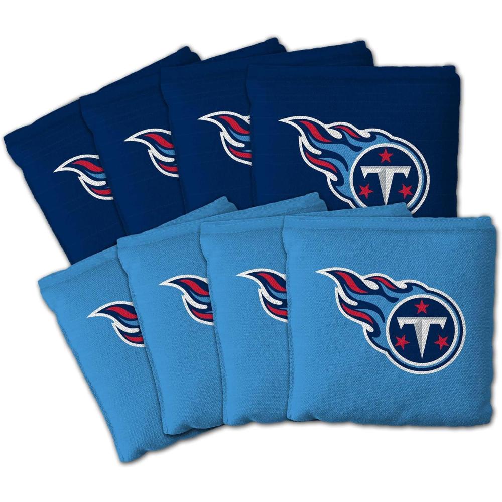 imageYouTheFan Officiallylicensed NFL Set of 8 Cornhole Bags  All Weather Dual Sided Slide ampamp Stop  regulation sizeTennessee Titans