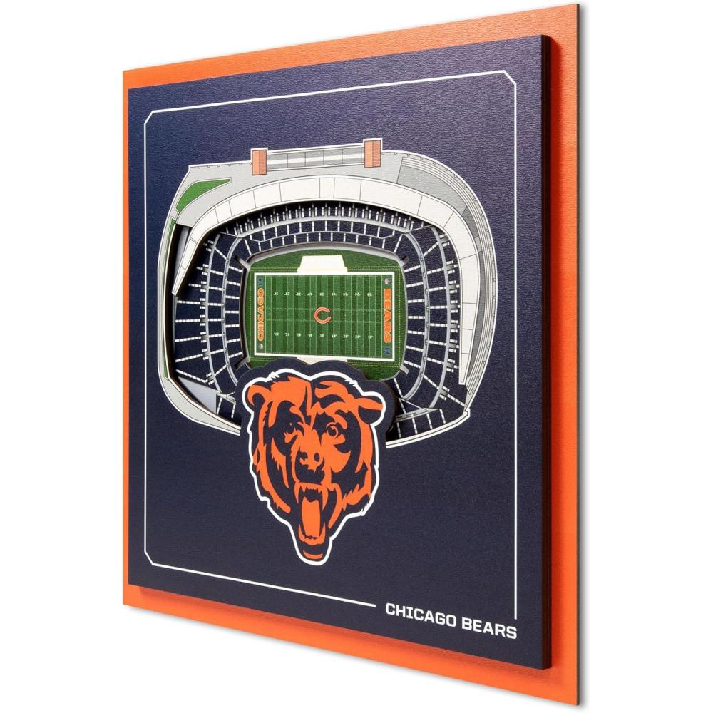 imageYouTheFan Officiallylicensed NFL Stadium Series 3D Wall Art multilayer team stadium replica detailed sports fan gift indoor decorChicago Bears