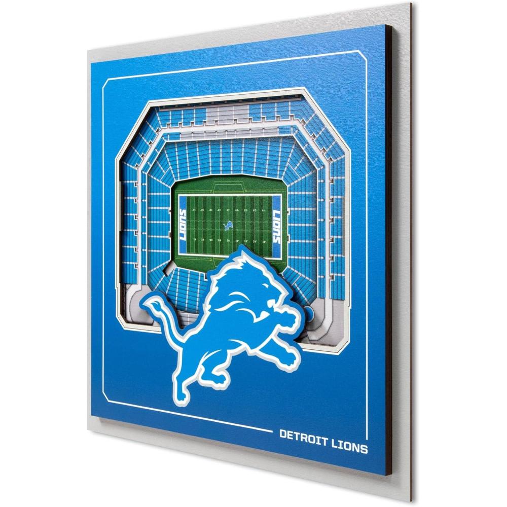 imageYouTheFan Officiallylicensed NFL Stadium Series 3D Wall Art multilayer team stadium replica detailed sports fan gift indoor decorDetroit Lions