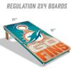 YouTheFan NFL 2′ x 4′ Slogan Series Professional Wood Cornhole Game with Logo Bags(Miami Dolphins)