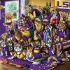 YouTheFan Officially-licensed NCAA Purebred 3D Wall Art – Humorous original hand-drawn cartoon artwork, multi-layer, funny gift, indoor team decor(LSU Tigers)