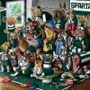 YouTheFan Officially-licensed NCAA Purebred 3D Wall Art – Humorous original hand-drawn cartoon artwork, multi-layer, funny gift, indoor team decor(Michigan State Spartans)