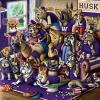 YouTheFan Officially-licensed NCAA Purebred 3D Wall Art – Humorous original hand-drawn cartoon artwork, multi-layer, funny gift, indoor team decor(Washington Huskies)