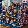 YouTheFan Officially-licensed NFL Purebred 3D Wall Art – Humorous original hand-drawn cartoon artwork, multi-layer, funny gift, indoor team decor(New England Patriots)