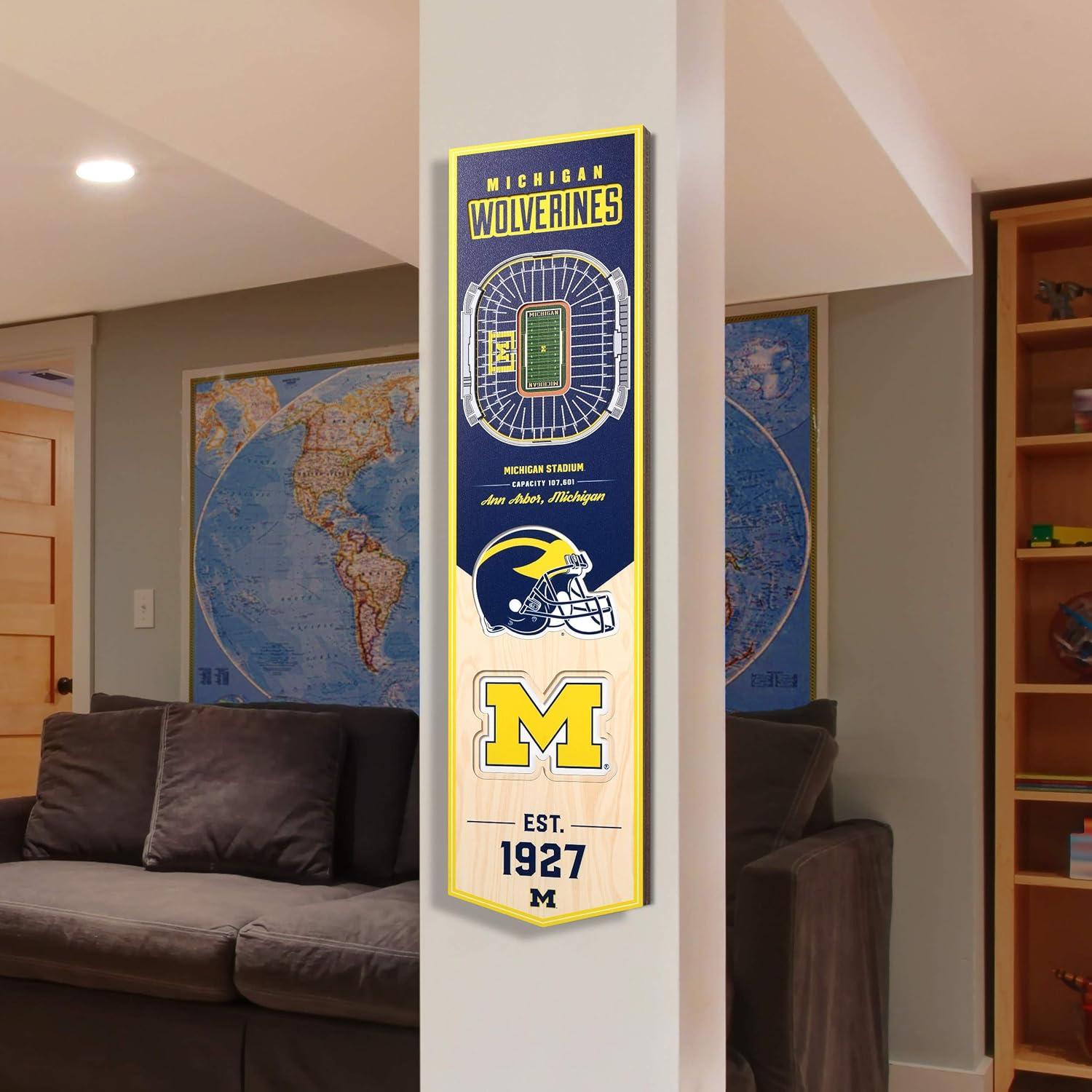 imageYouTheFan NCAA 3D StadiumView 8x32 BannerMichigan Wolverines
