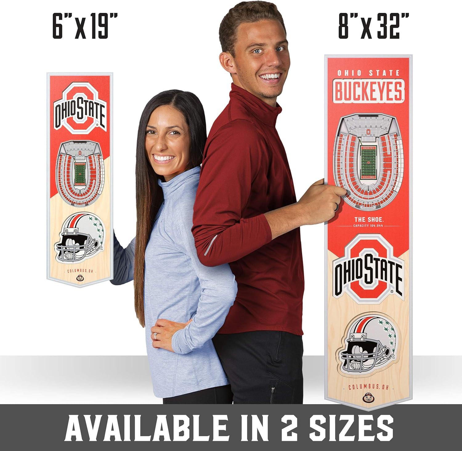 imageYouTheFan NCAA 3D StadiumView 8x32 BannerOhio State Buckeyes