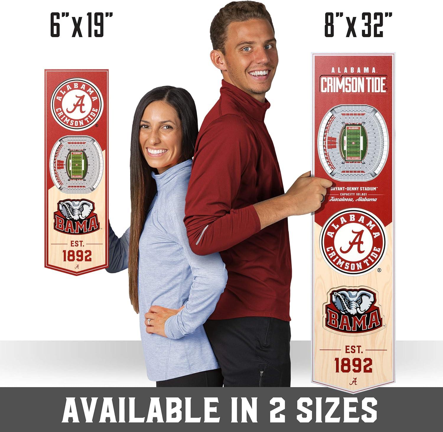 imageYouTheFan NCAA Arkansas Razorbacks 3D Stadium 6x19 Banner Donald W Reynolds Razorback StadiumAlabama Crimson Tide