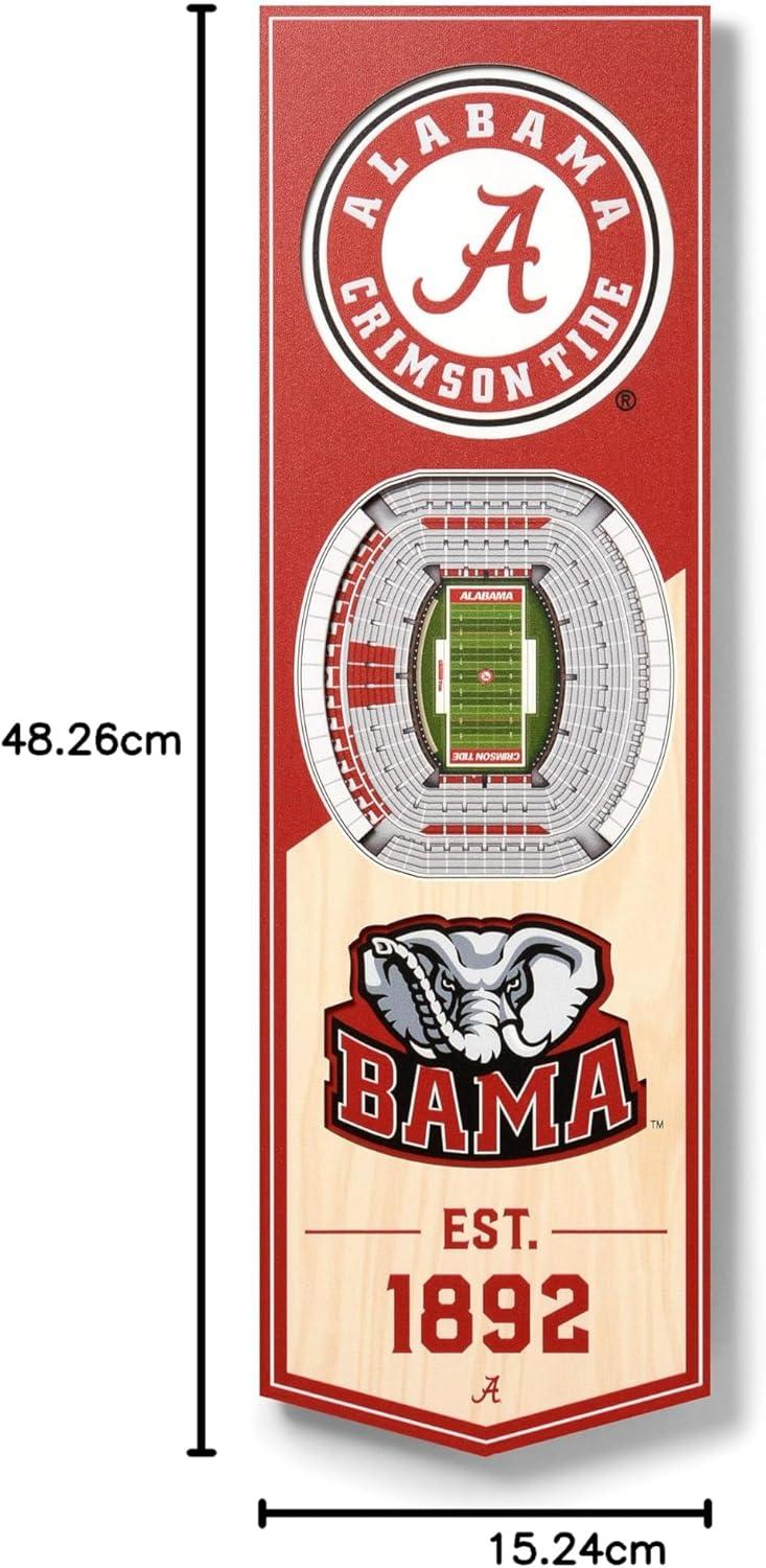 imageYouTheFan NCAA Arkansas Razorbacks 3D Stadium 6x19 Banner Donald W Reynolds Razorback StadiumAlabama Crimson Tide