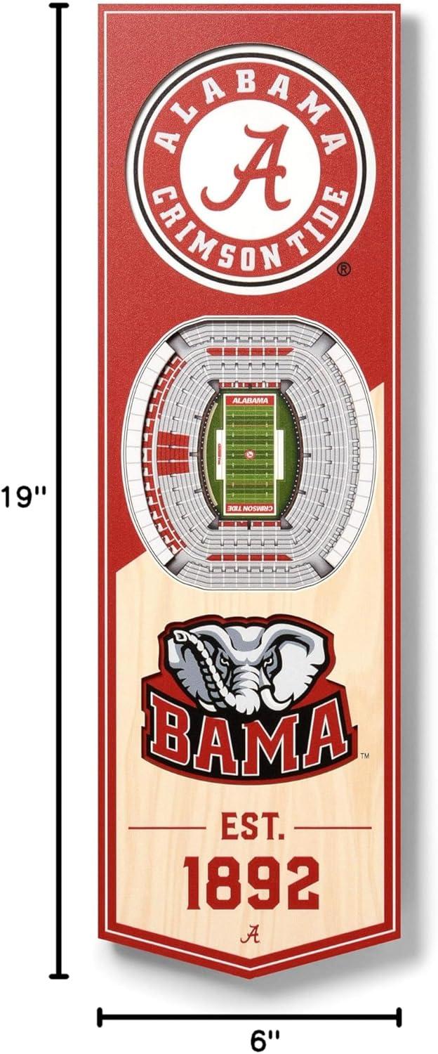 imageYouTheFan NCAA Arkansas Razorbacks 3D Stadium 6x19 Banner Donald W Reynolds Razorback StadiumAlabama Crimson Tide