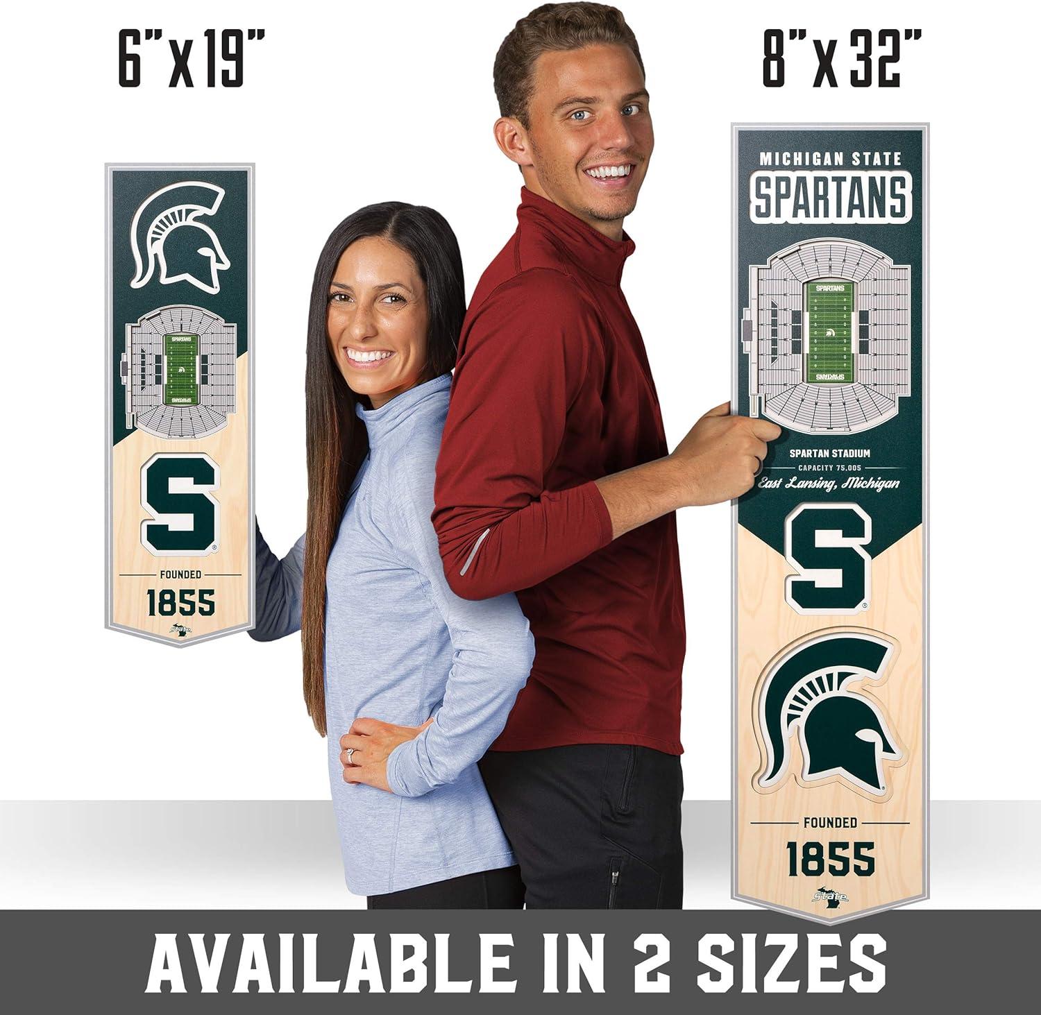 imageYouTheFan NCAA Arkansas Razorbacks 3D Stadium 6x19 Banner Donald W Reynolds Razorback StadiumMichigan State Spartans