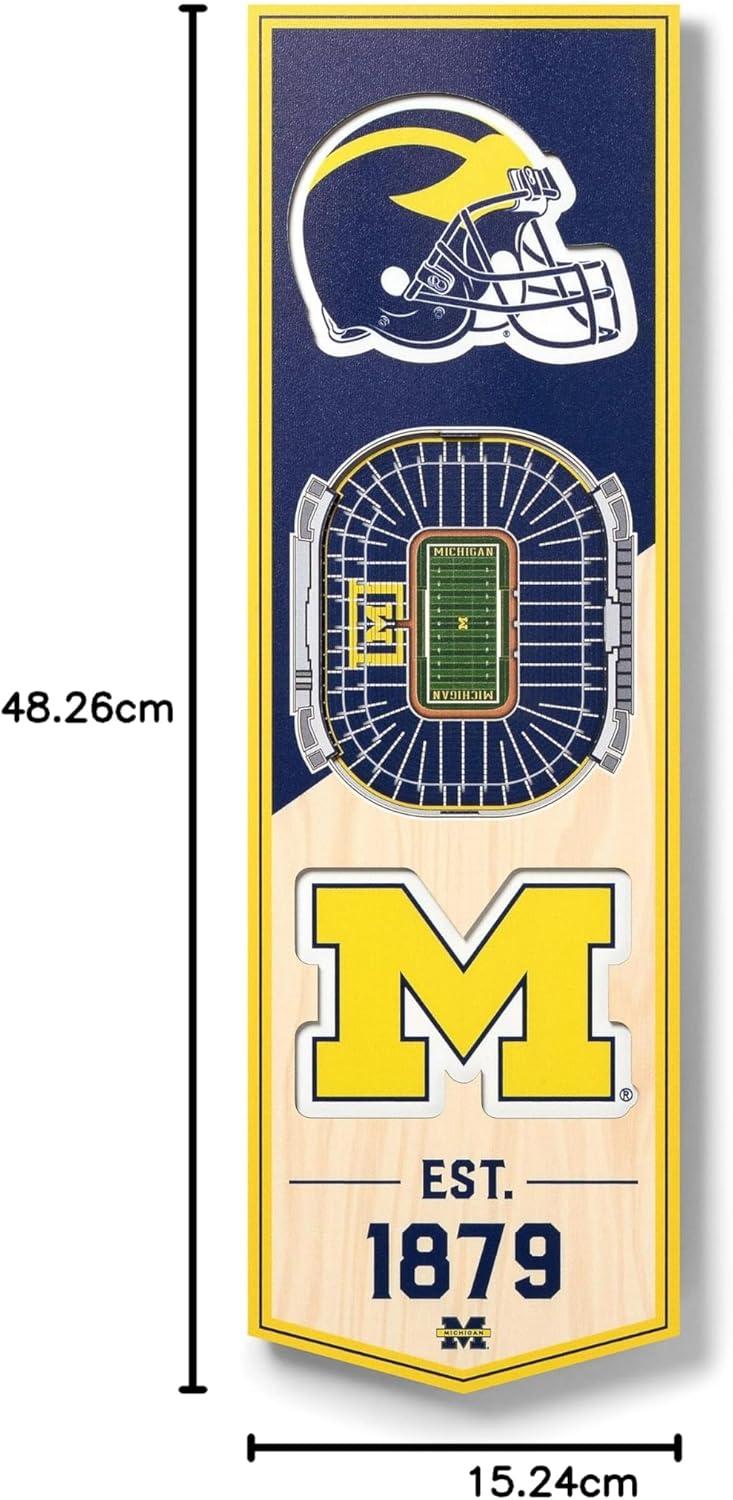 imageYouTheFan NCAA Arkansas Razorbacks 3D Stadium 6x19 Banner Donald W Reynolds Razorback StadiumMichigan Wolverines