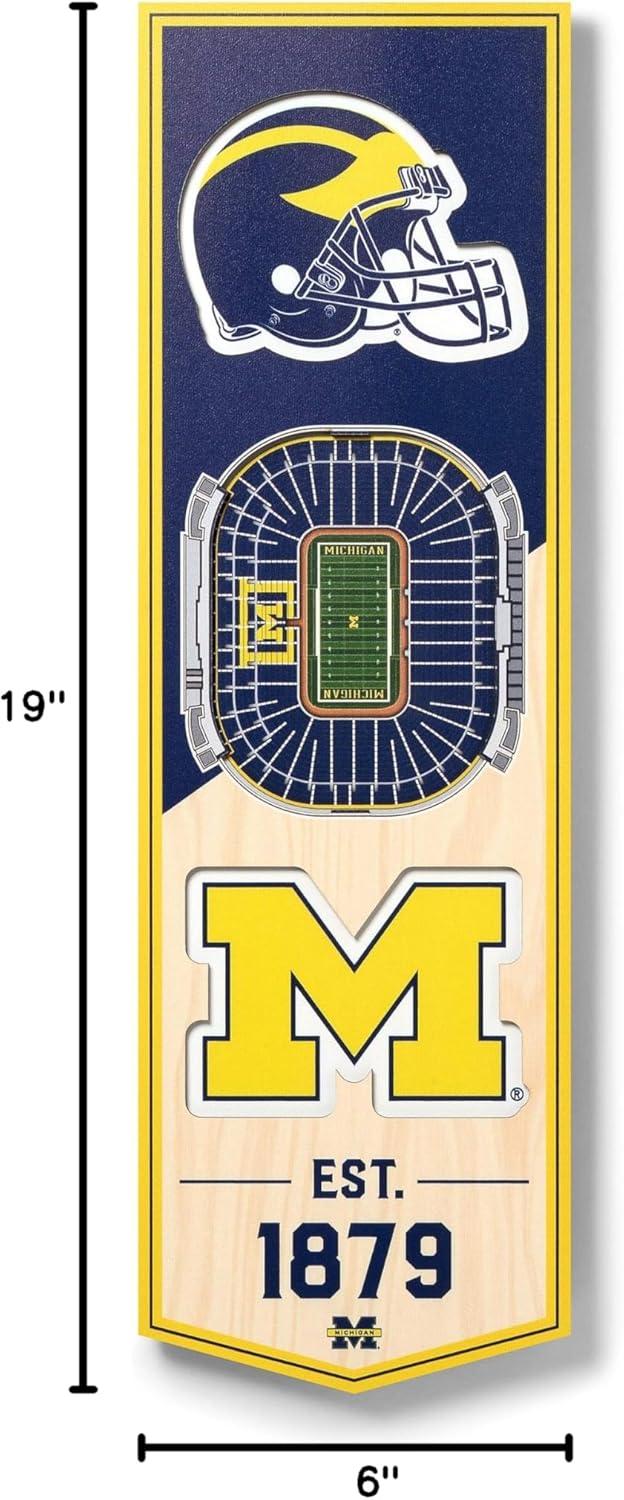 imageYouTheFan NCAA Arkansas Razorbacks 3D Stadium 6x19 Banner Donald W Reynolds Razorback StadiumMichigan Wolverines