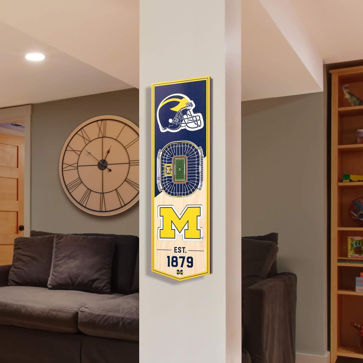 imageYouTheFan NCAA Arkansas Razorbacks 3D Stadium 6x19 Banner Donald W Reynolds Razorback StadiumMichigan Wolverines